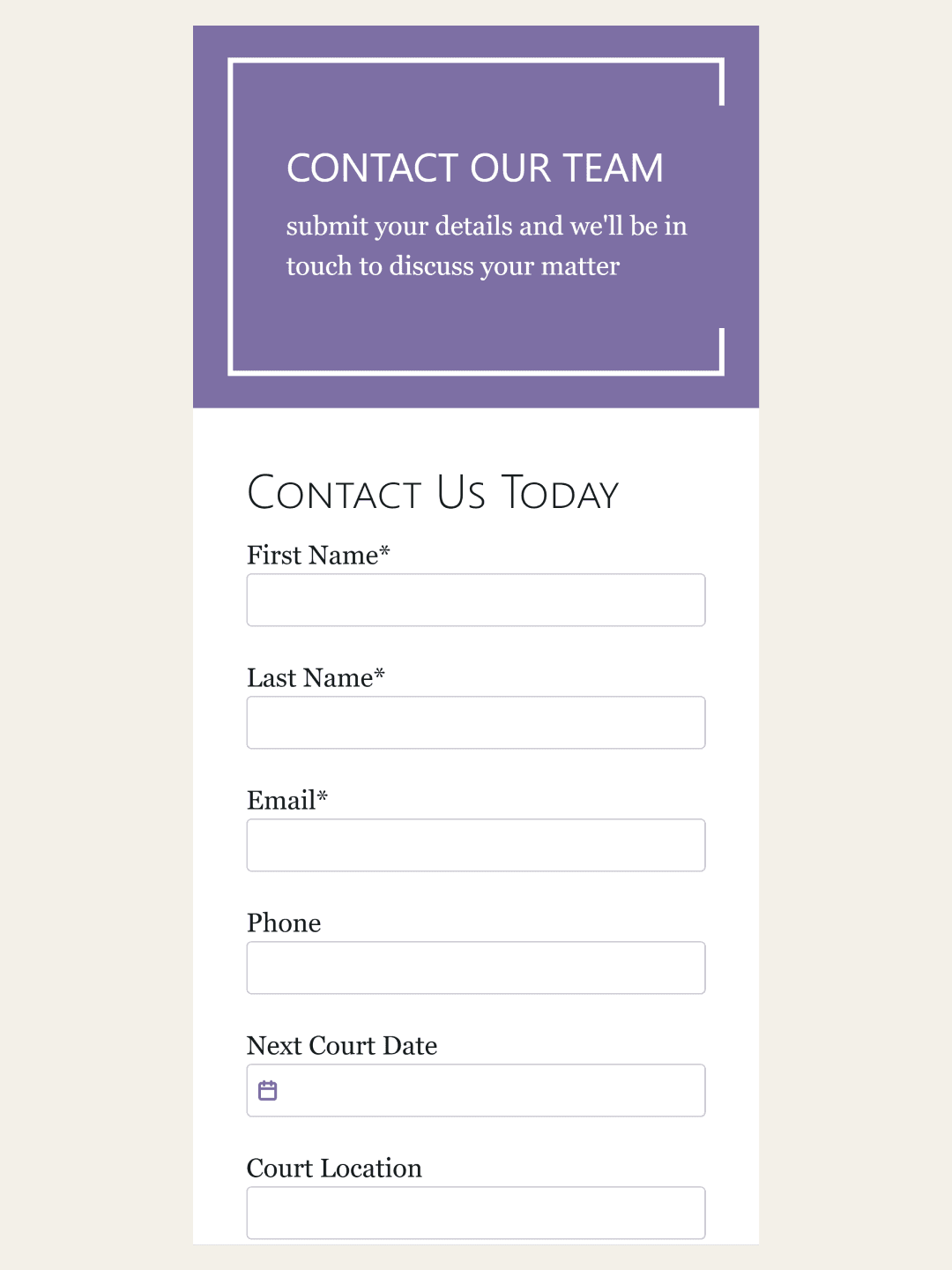Contact Us form