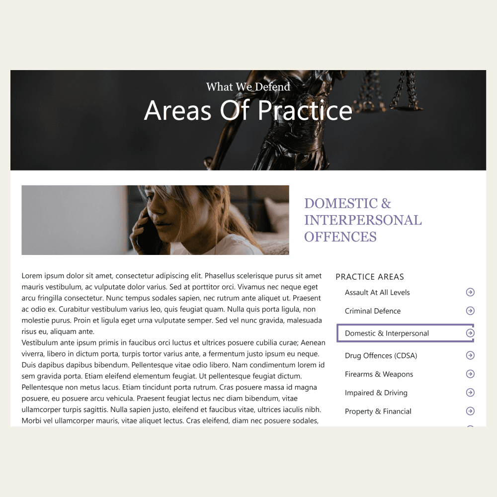 Area of practice specific page